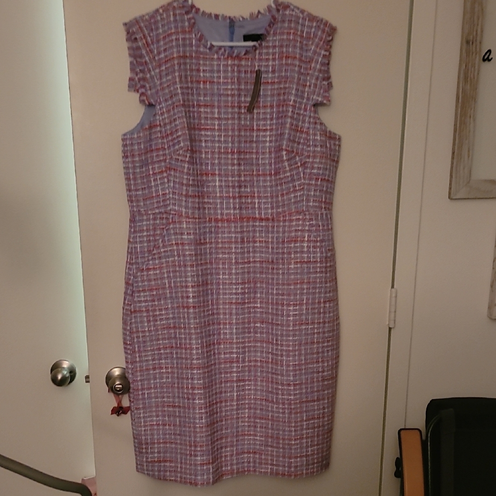 J. Crew Elegant Pink and White Resume Tweed Dress